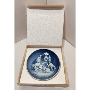 Vtg Bing & Grondahl Mothers Day Plate 1969 Cocker Spainel Blue & White